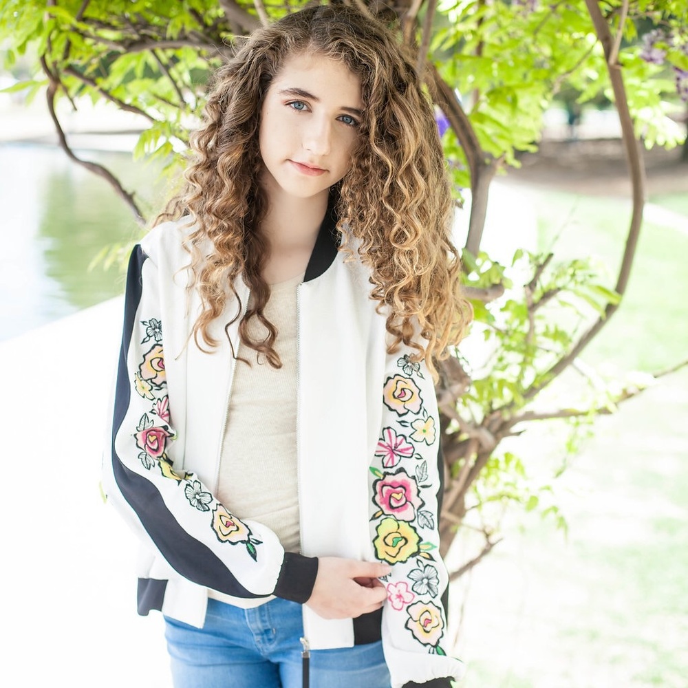 Floral Embroidered Jacket White Black